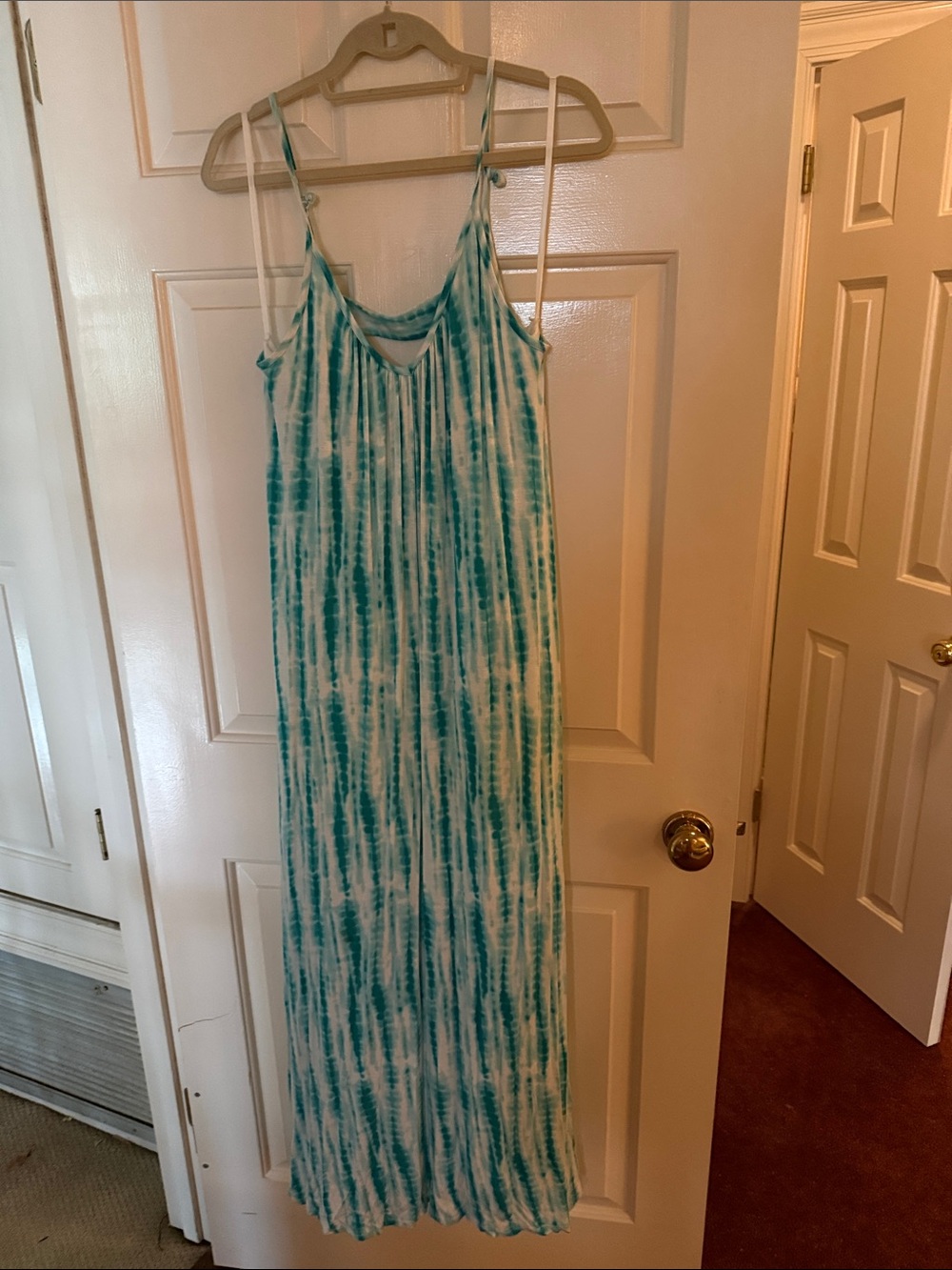 Gibson Latimer Teal and White Pleated Maxi Dress